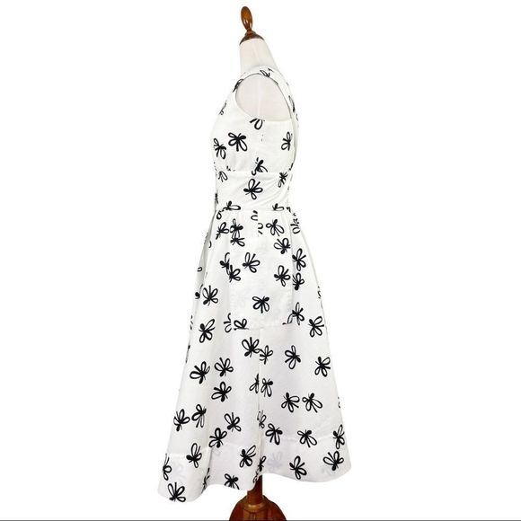 Vintage Tobael Floral Fit and Flare Midi Dress Black and White Size 2 - Picture 4 of 13